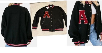 Adika  Maddox Black Varsity Jacket NWT 