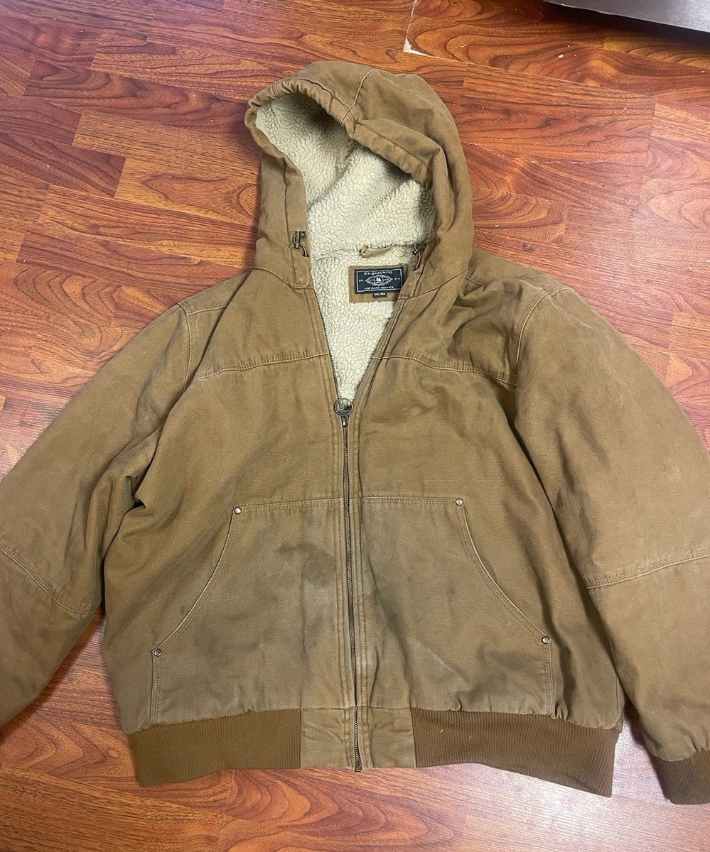 GH BASS & CO Jacket Mens XXL Sherpa Lined Hooded Coat Workwear