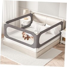 3-Piece Bed Rails for Toddlers, with Headboard Rod -Height King Size Grey