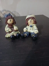 Vintage Suzy Skoglund Raggedy Ann & Andy Figurines Stars Year 2000 3 in. Tall 