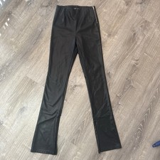 Zara Women  s Zipper Accent Black Faux Leather Pants Size M