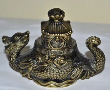 Vintage ORNATE Brass Dragon Incense Burner