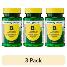 Spring Valley Vitamin B1 Tablets Dietary Supplement, 250 Mg, 100 Count(3 pack)