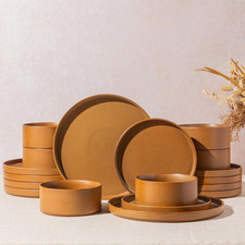 Caramel Ceramic Dinnerware Set for 4