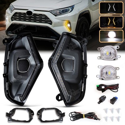 For 2019-2025 Toyota Rav4 Front LED DRL Fog Light White Kits Driving Lamps Turn