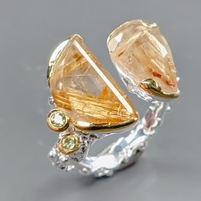 Jewelry gem Natural Rutilated Quartz Ring 925 Sterling Silver Size 9.5 /R433172