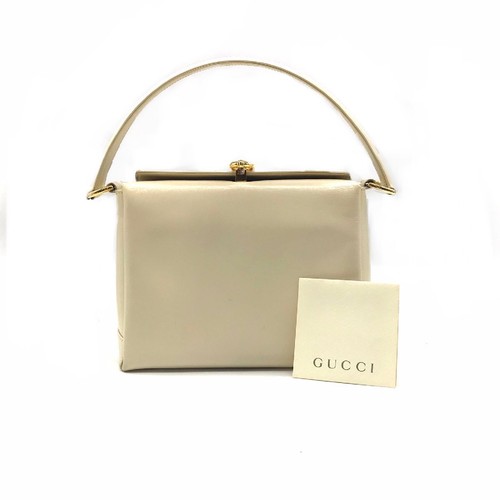 GUCCI Old Leather Hand Bag Creamy White k1111