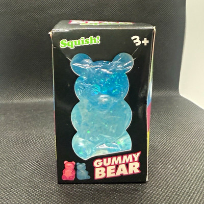 BLUE GLITTER GUMMY BEAR Squish Tactile Squeeze Toy
