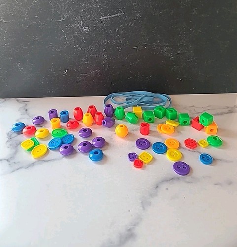 Toddler Plastic Beads To String With Shoelace USED