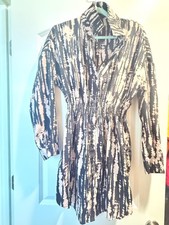Women s Black/White Abstract Romper S Long Sl...