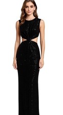 Mac Duggal IEENA Black Sequin Cutout Gown XS Size 0 NWT Formal Evening Dress