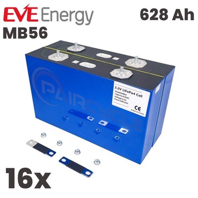 16 x EVE MB56 A Grade 628 Ah LiFePO4-Zellen 3.2V Lithium-Eisenphosphat