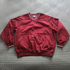 Vintage 90s Nike Center Swoosh XL Embroidered Maroon Pullover Windbreaker Jacket