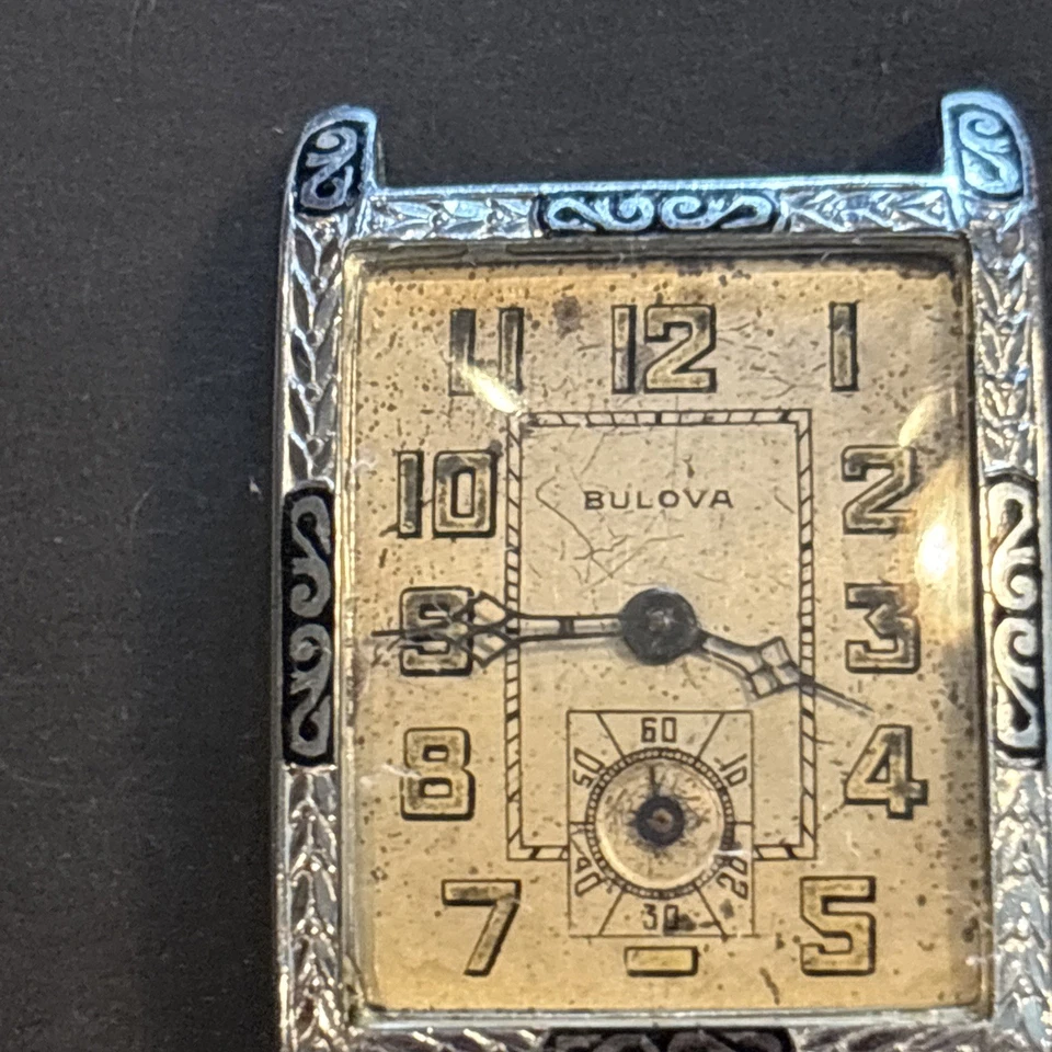 Cabezal de reloj para hombre F42 años 20 Bulova corriendo-sobrebobinado-necesita reparación-restauración Foto 3 de 4