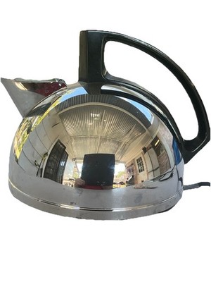 Vintage GE Electric Tea Kettle Model A2K5 Chrome MCM Atomic Works Fast Bakelite