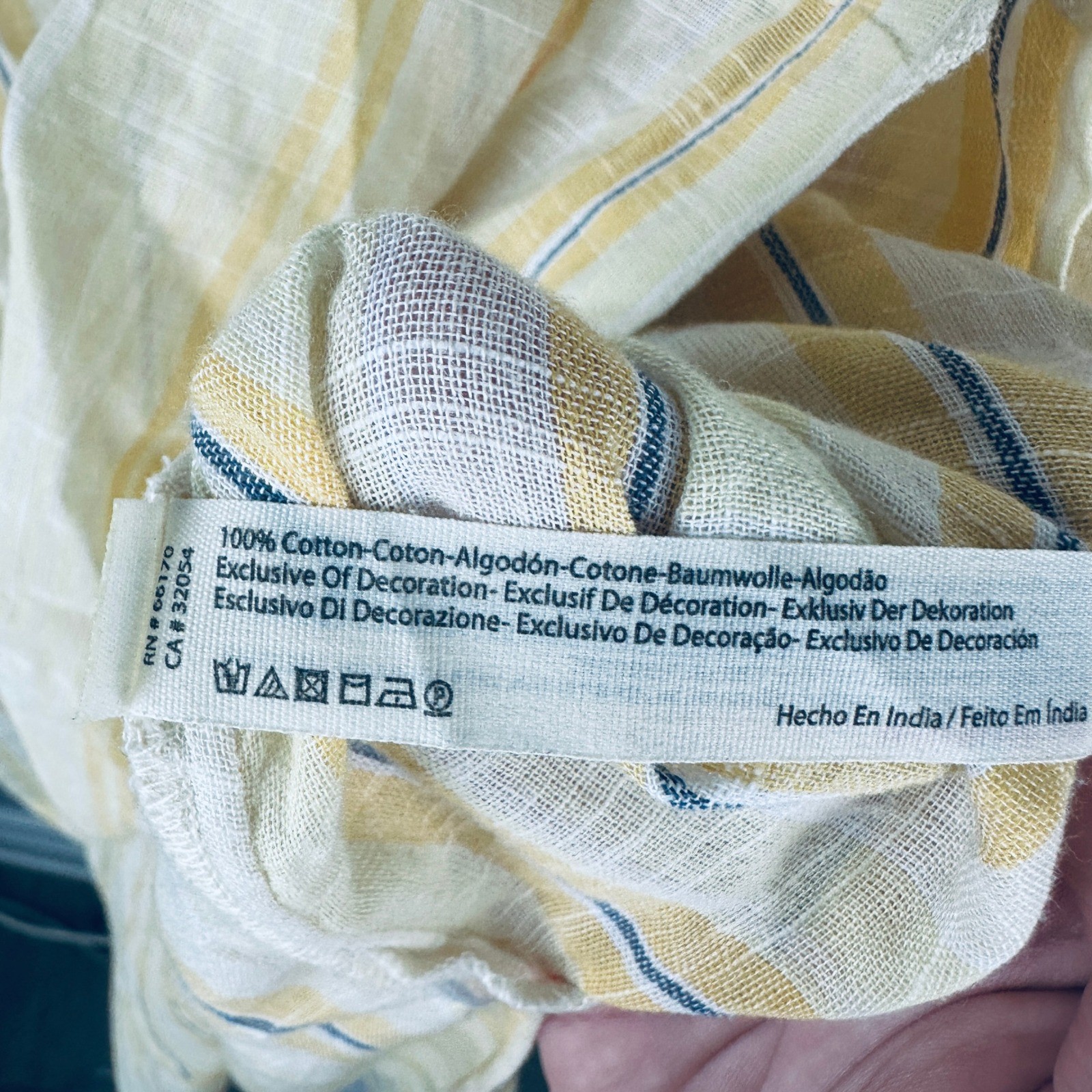 Intimately Free People Striped Cotton Gauze Roll Tab Tunic Shirt Yellow Medium - Thumbnail 5