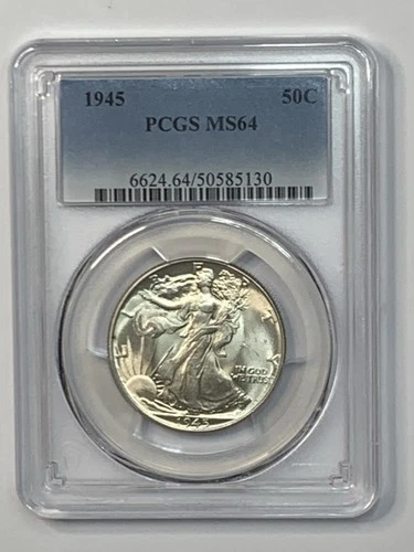 1945 50c Walking Liberty Half Dollar PCGS MS64 ** BLAST WHITE **KOXHK5130
