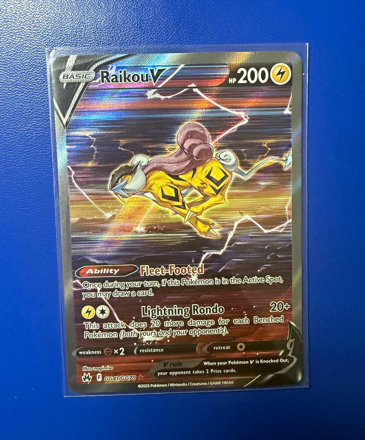 Pokemon Raikou V GG41/GG70 Crown Zenith Galarian Gallery Full Art Holo