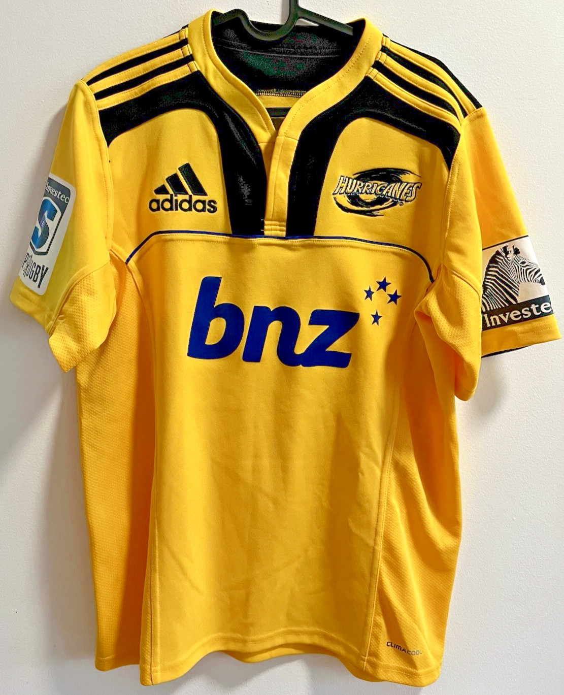 Hurricanes Super Rugby Jersey Adidas Yellow Bnz Mens Medium New Zealand