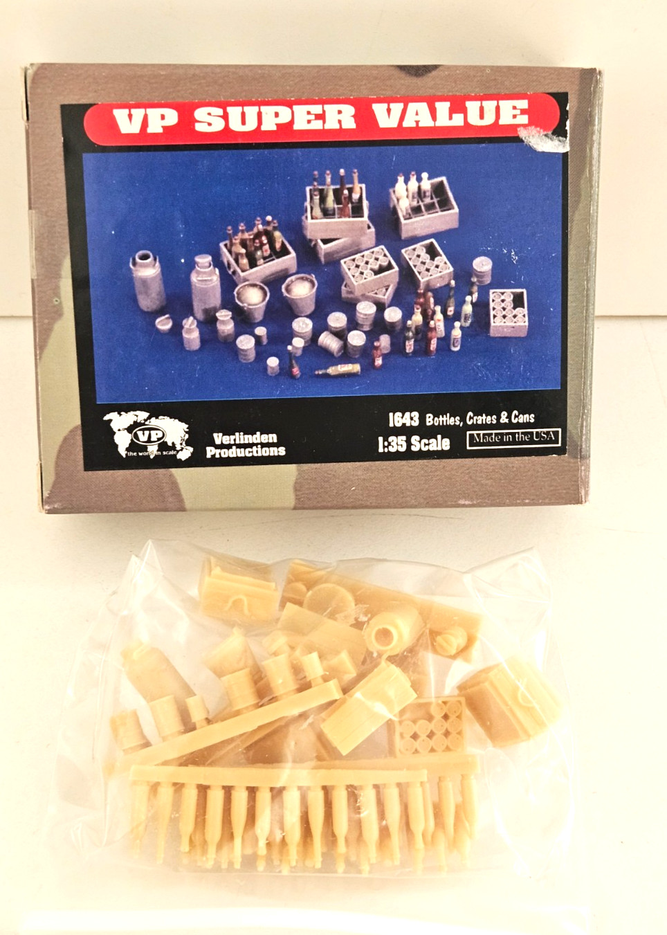 1/35 VERLINDEN BOTTLES CRATES & CANS #1643 NEW RESIN DIORAMA ACCESSORY MODEL KIT