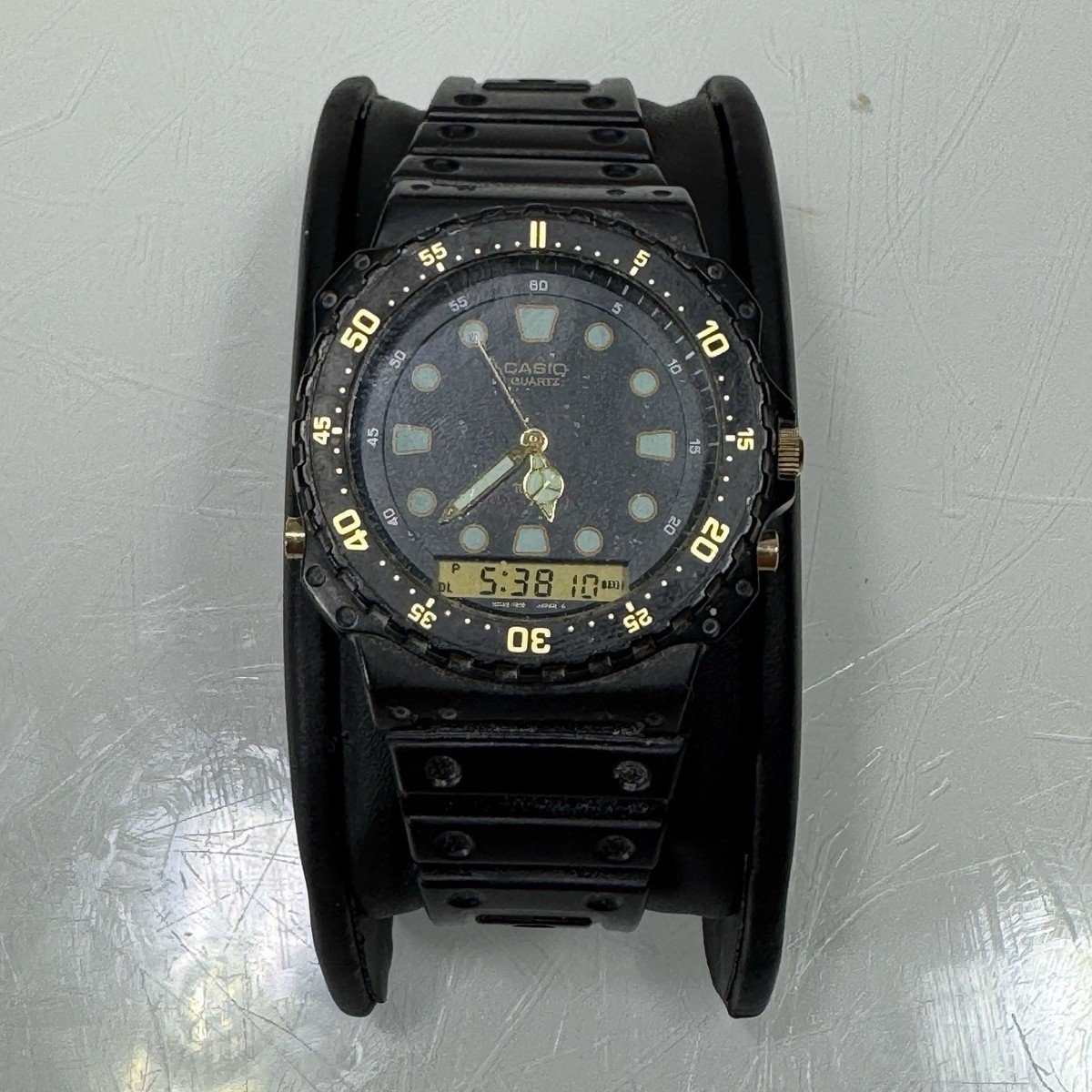 CASIO JAPAN 1987 ANALOG-DIGITAL Watch (358) AQ-100W Alarm Chrono