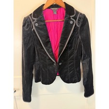White House Black Market Black Velvet Blazer Jacket Size 4 Festive