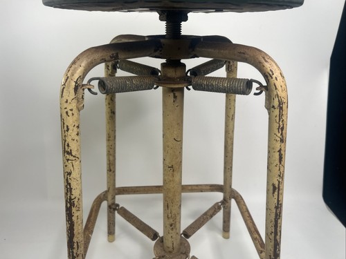 Vintage Industrial Sprung Engineer’s Work Stool Metal Old Garage 1950s 1960s - Picture 3 of 10
