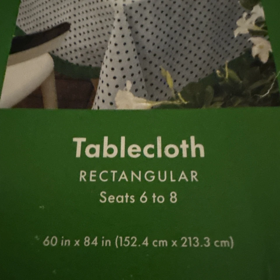 Kate Spade New York NUEVO Mantel Verde Blanco Negro Lunares 60"x84" Rectángulo Foto 3 de 4