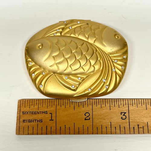 Estée Lauder Zodiac Pisces Gold Toned Powder Compact w Mirror - Afbeelding 7 van 7