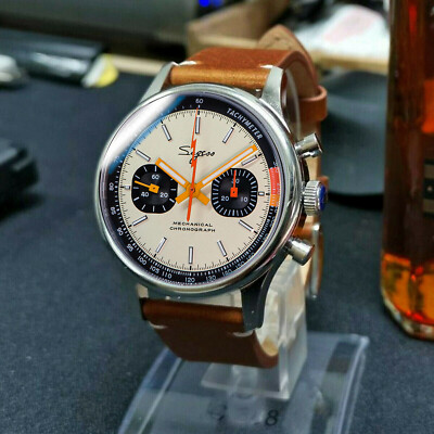 Sugess SWAN NECK Exhibition case back Chrono Watch SEAGULL 1963