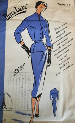 8007 MUSTER PARIS LUXUS VINTAGE FRANZÖSISCHES MUSTER ROCK JACKE STEHKRAGEN 44/48