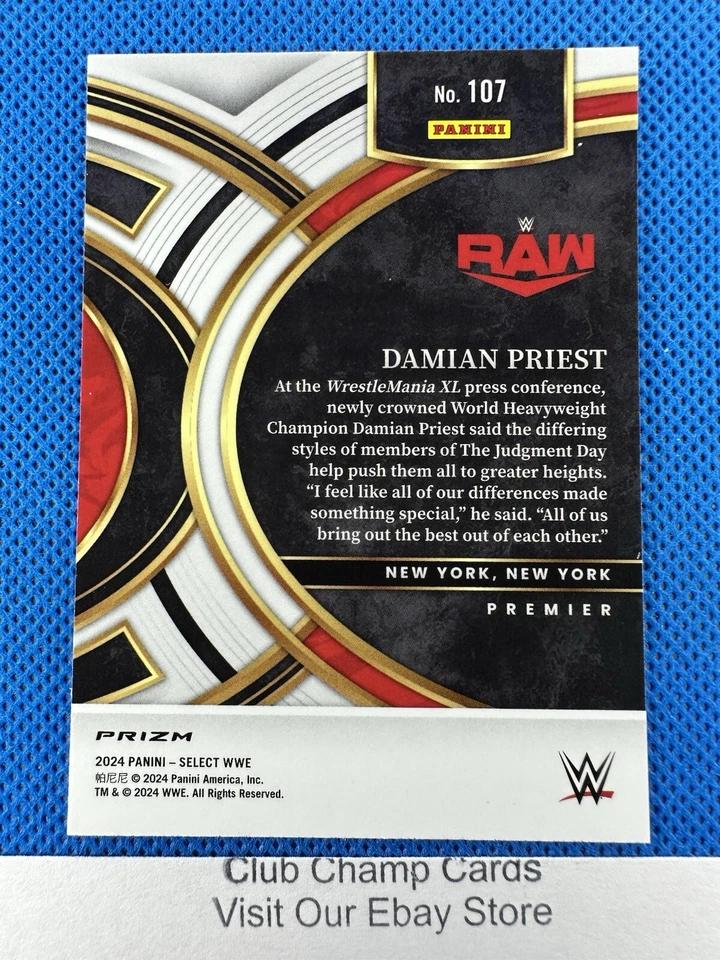 2024 #107 Damian Priest Panini Select WWE Premier Red-Blue Prizm - Image 2 of 2