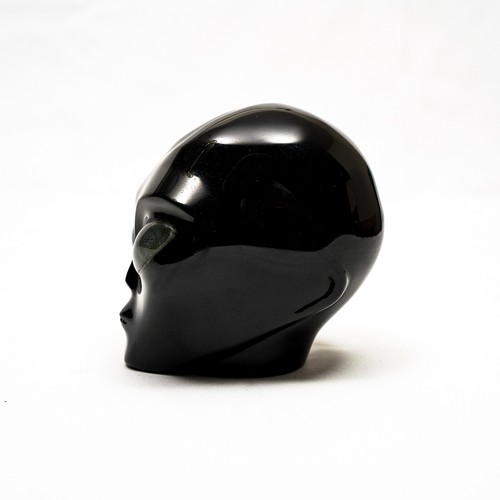 Cristal de obsidiana negro ojos de labradorita alienígena - calavera de cristal grande de 4" - Imagen 8 de 9