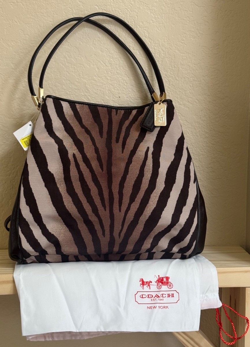 NWT Coach Madison Zebra Print Small Phoebe Shoulder Bag Purse