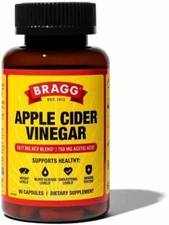 Bragg Apple Cider Vinegar Supplement Capsules 90 Count EXP 06/03/2027