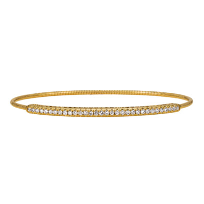 0.60 Carat Natural Diamond Stretchable Bangle Bracelet G SI 14K Yellow Gold