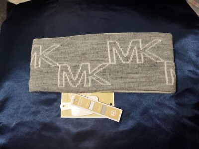Michael Kors Gray White Logo Monogram Reversible Headband Women's One Size NWT