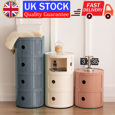 Round Bedside Storage Cabinet Cupboard Drawer Storage Unit Bedroom Stand w/ Door
