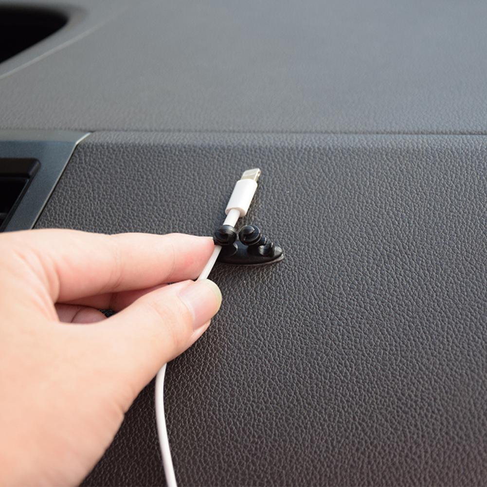 8pcs Car Wire USB Cable Holder Tie Clip Fixer Organizer Black Line