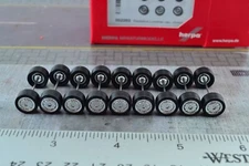 Herpa 052283 9X Low Liner Wide Wheel Set Tires w Axles for Truck Trailers 1:87