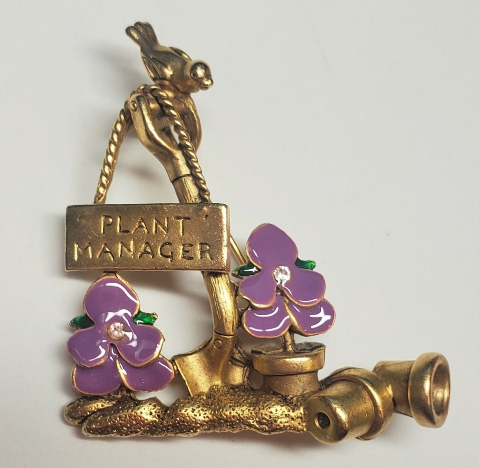 AJC Marked Ladies Fashion Jewelry PinPLANT MANAGER Gardner Purple Pansies eBay