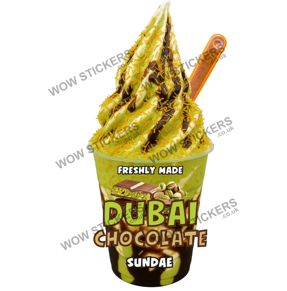 WOW Eiswagen Aufkleber Dubai Schokolade Kadaif Stroh Eisbecher Whippy Decals