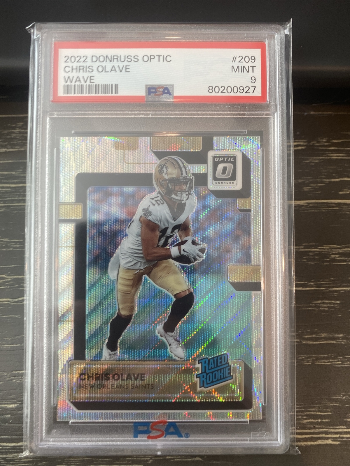 Chris Olave Saints 2022 Donruss Optic Wave Rookie Card #209 /300 PSA 9 Mint
