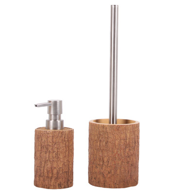 BADEZIMMER SET SEIFENSPENDER MIT WC BÜRSTE BÜRSTENGARNITUR BRAUN SET