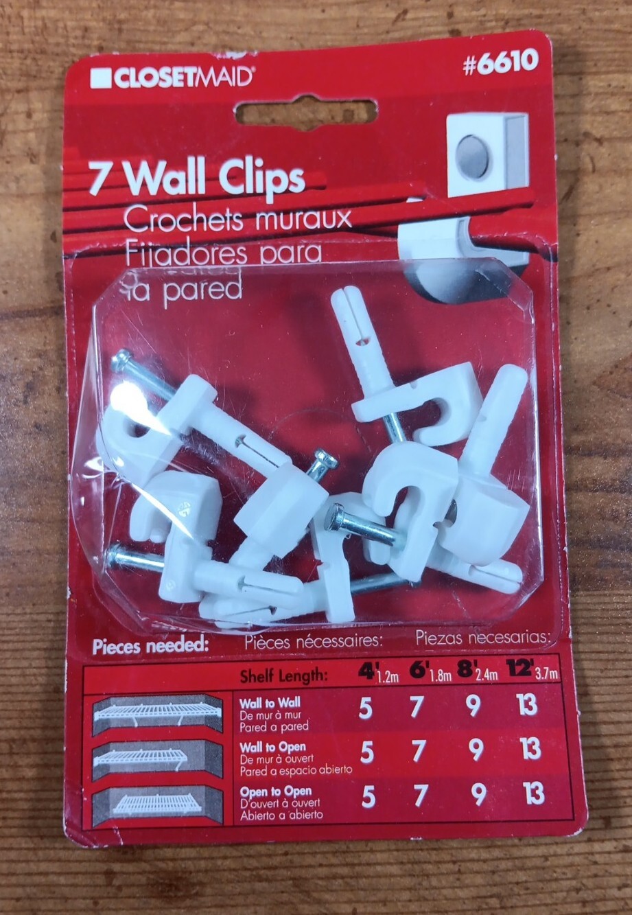 ClosetMaid Wall Clips For Drywall Anchors 6610 White Pack of 7 NEW