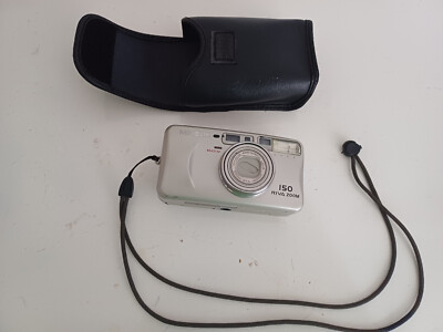 Minolta Riva Zoom 150 analoge Kompaktkamera silber + Tasche UNGETESTET