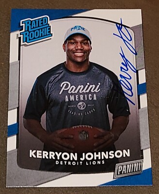 2018 Panini National Gold Pck Rated Rookie Kerryon Johnson PERSONAL EDITION AUTO