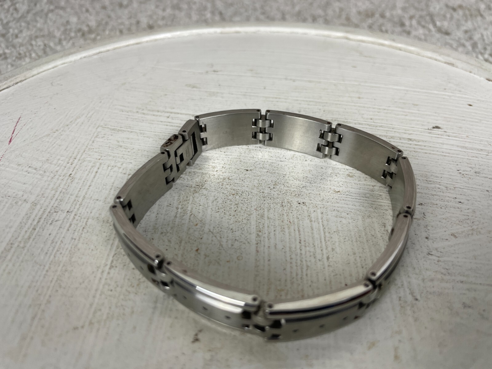 Rectangular Hinge Link Bracelet Mens 8.5" Stainle… - image 2