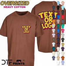 Personalised Mens TShirt Oversized Custom Printed T-Shirt Heavy Tee Stag Logo
