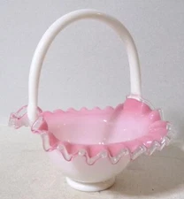 Fenton Peach Crest Art Glass Basket